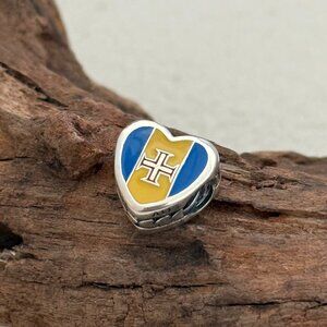 Pandora I Love Madeira Island Flag Exclusive Heart Bead S925 Silver Charm